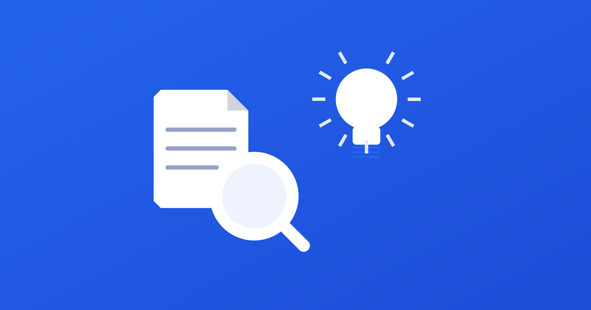 A document and magnifying glass icon next to a lightbulb